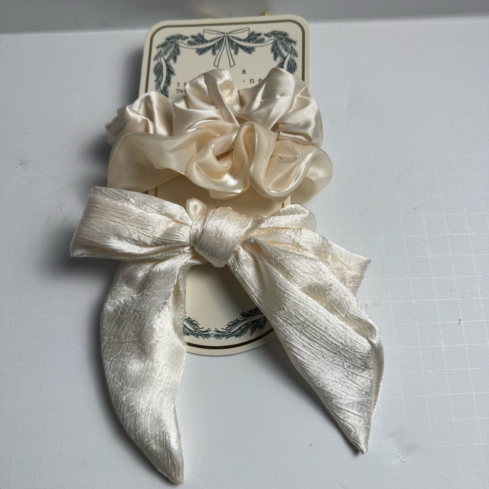 a new day Cream Hair Bow and Scrunchie Set